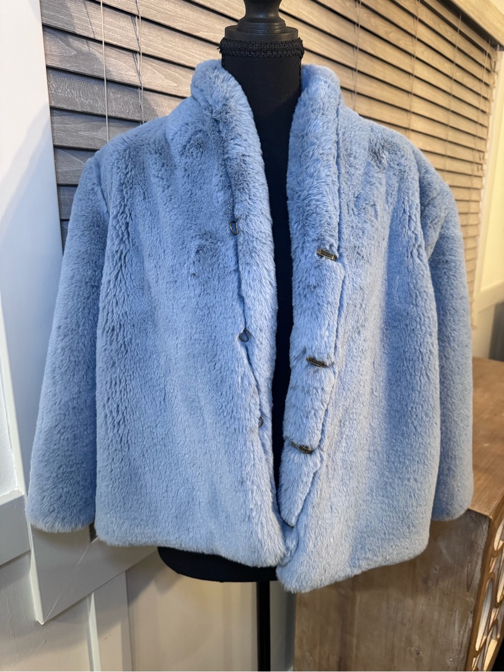 Heartloom Light Blue Faux Fur Coat